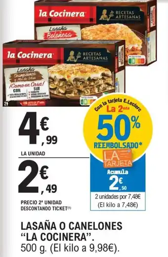 E.Leclerc LASAÑA O CANELONES "LA COCINERA". oferta