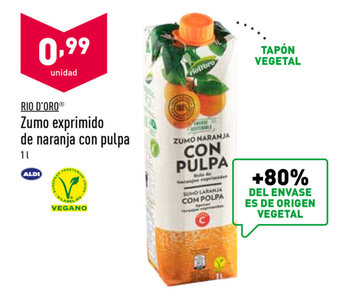 ALDI Rio D'Oro Zumo exprimido de naranja con pulpa 1L oferta