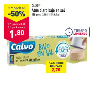 ALDI Calvo Atún claro bajo en sal 156g oferta
