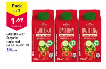 ALDI La Cocina De Aldi Gazpacho tradicional, Pack de 3 x 330ml oferta