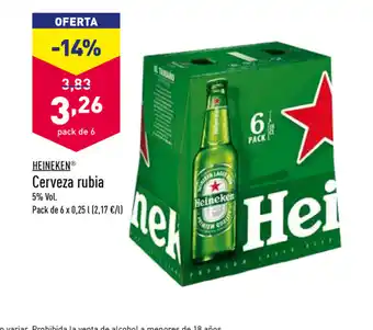 ALDI Heineken Cerveza rubia Pack de 6 x 0,25l oferta