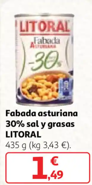 Alcampo Litoral Fabada asturiana 30% nsal y grasas 435g oferta