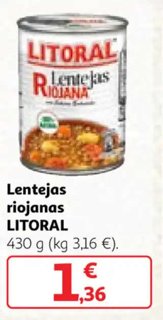 Alcampo Litoral Lentejas riojanas 430g oferta