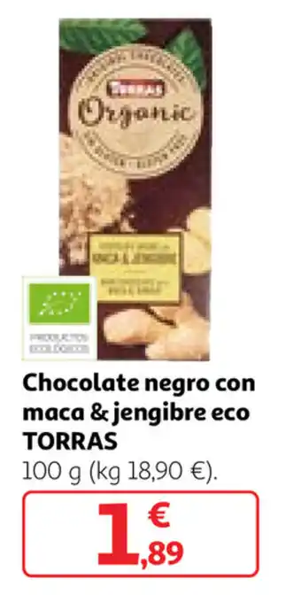 Alcampo Torras Chocolate negro con maca & Jengibre eco 100g oferta