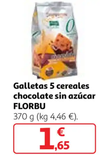 Alcampo Florbu Galletas 5 cereales chocolate sin azúcar 370g oferta