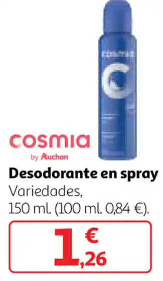 Alcampo Cosmia Desodorante en spray 150ml oferta