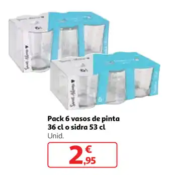 Alcampo Pack 6 vasos de pinta 36cl oferta