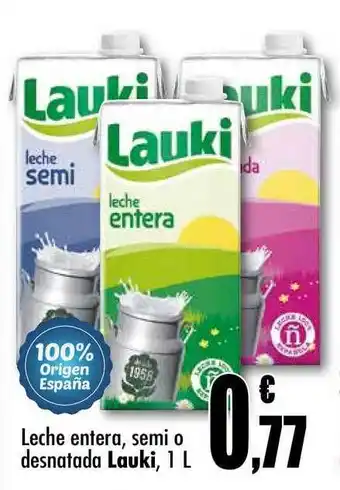 Leche Entera Semi O Desnatada Lauki 1l