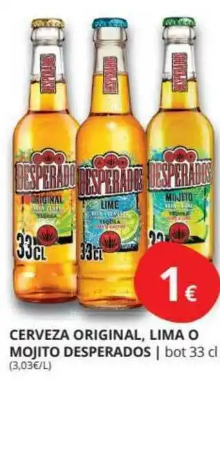 Supermercados MAS Cerveza Original Lima O Mojito Desperados 33cl oferta