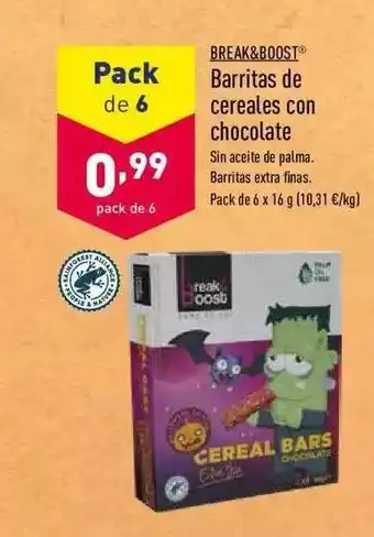 ALDI Break&boost Barritas De Cereales Con Chocolate oferta