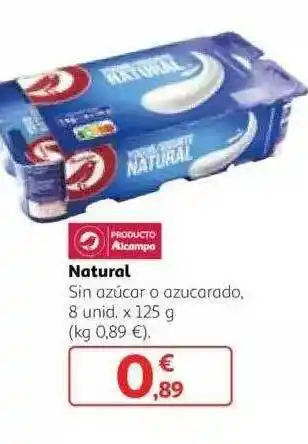 Alcampo Natural Sin Azúcar Or Azucarado 8 unid x 125g oferta