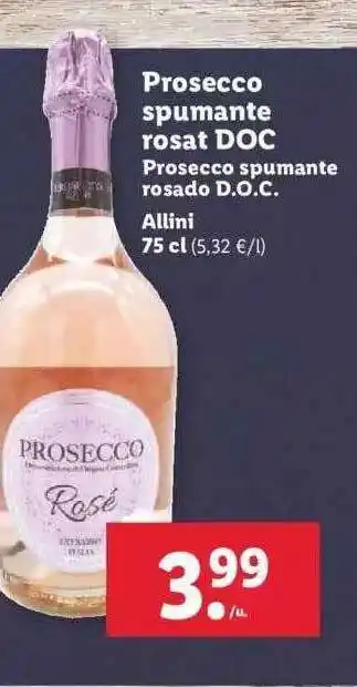 Lidl Prosecco Spumante Rosado D.o.c. 75cl oferta