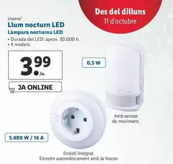 Lidl Livarno Lámpara Nocturna Led oferta