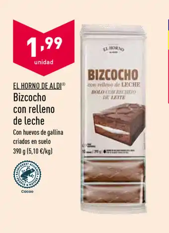 ALDI El Horno De Alde Bizcocho con relleno de leche 390g oferta