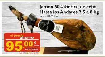 Supermercados La Despensa Jamón 50% Ibérico De Cebo Hasta Los Andares 7.5 A 8 Kg oferta