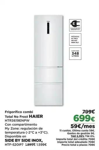 El Corte Inglés Frigorifico Combi Total No Frotst Haier oferta