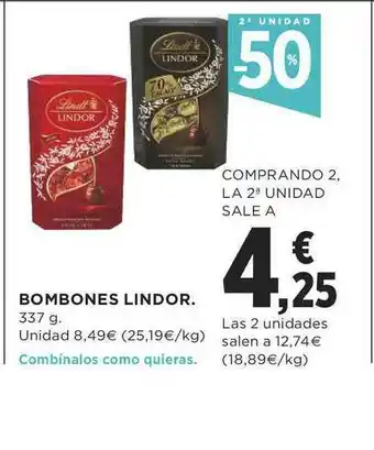Supercor 2a Unidad -50% Bombones Lindor 337g oferta