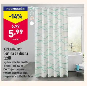 ALDI Home Creation Cortina de ducha textil 180 x 200cm oferta