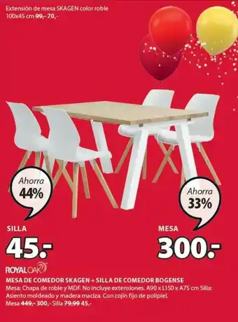 JYSK Mesa De Comedor Skagen + Silla De Comedor Bogense Royaloak oferta