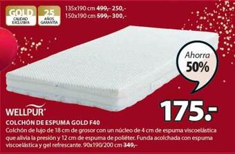 JYSK Wellpur Colchón De Espuma Gold F40 oferta