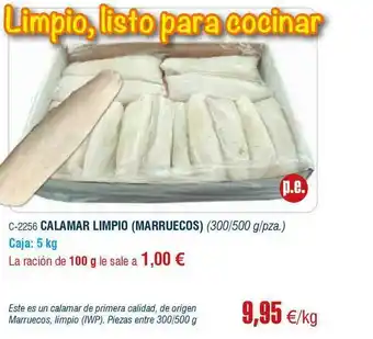 Abordo Calamar Limpio (marruecos) oferta