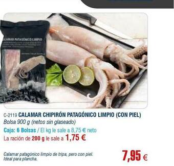 Abordo Calamar Chipirón Patagónico Limpio (con Piel) oferta