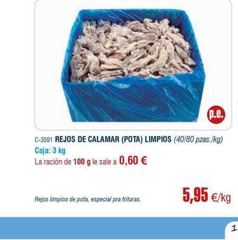 Abordo Rejos De Calamar (pota) Limpios oferta