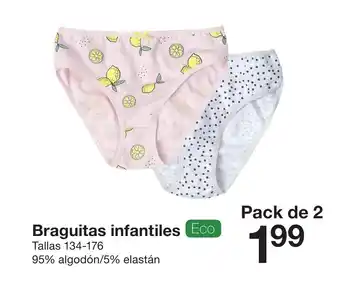 Zeeman Zeeman Braguitas infantiles Pack de 2 Tallas 134-176 oferta