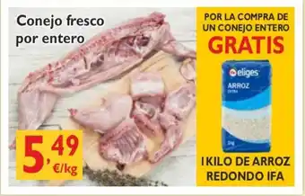 Supermercados La Despensa Conejo fresco por entero GRATIS 1 Kilo De Arroz Redondo Ifa oferta