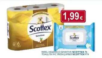 Supermercados La Despensa Scottex Papel Higienico Sensitive P6 y Scottex Toallita Wc Fresh Jumbo P74 oferta