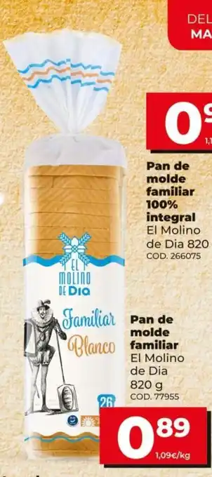 Dia El Molino de Dia Pan de molde 820g oferta