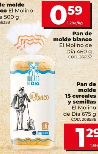 Dia El Molino de Dia Pan de molde blanco 460g oferta