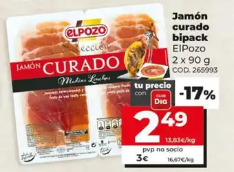 Dia ElPozo Jamón curado bipack 2 x 90g oferta