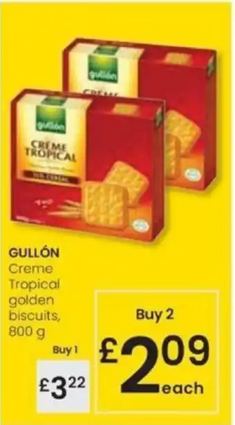 Eroski GULLÓN Creme Tropical golden biscuits, oferta
