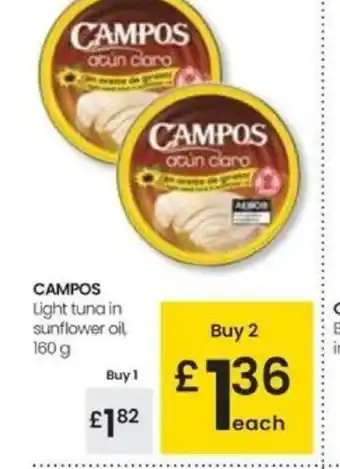Eroski CAMPOS Light tuna in sunflower oil, oferta