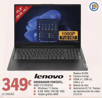 E.Leclerc ORDENADOR PORTÁTIL. AMD V15 RYZEN3 oferta