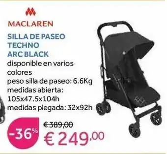 Prénatal Maclaren Silla De Paseo Techno Arc Black oferta