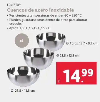 Lidl Cuencos de acero inoxidable oferta