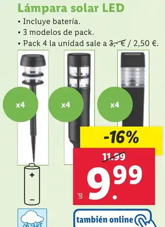 Lidl Lámpara solar LED oferta