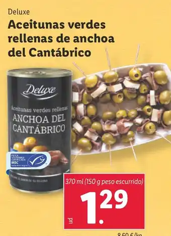 Lidl Aceitunas verdes rellenas de anchoa del Cantábrico oferta