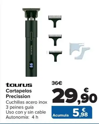 Carrefour Cortapelos Precission Cuchillas acero inox 3 peines guía Uso con y sin cable Autonomía: 4h oferta
