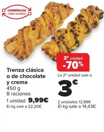 Carrefour Trenza clásica o de chocolate y crema 450 g oferta