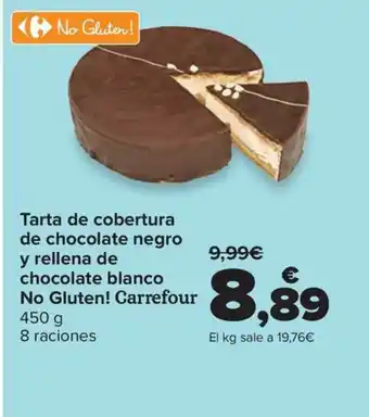 Carrefour Tarta de cobertura de chocolate negro y rellena de chocolate blanco No Gluten! Carrefour 450 g oferta