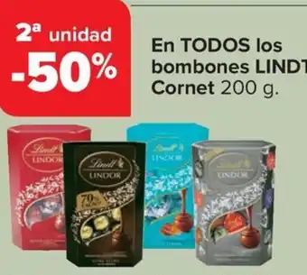 Carrefour En TODOS los bombones LINDT Cornet 200 g. oferta