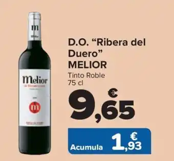 Carrefour D.O. "Ribera del Duero" MELIOR Tinto Roble 75 cl oferta