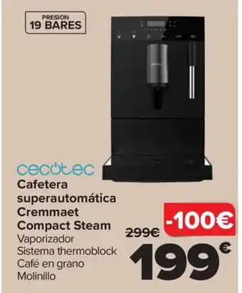 Carrefour Cafetera superautomática Cremmaet Compact Steam Vaporizador oferta