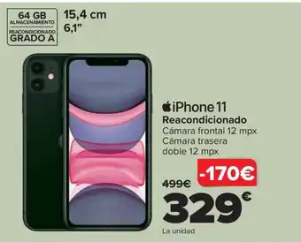Carrefour iPhone 11 Reacondicionado Cámara frontal 12 mpx oferta
