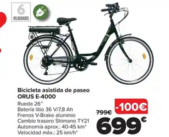 Carrefour Bicicleta asistida de paseo ORUS E-4000 oferta