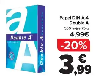 Carrefour Papel DIN A-4 Double A oferta