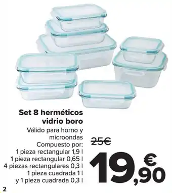 Carrefour Set 8 herméticos vidrio oferta